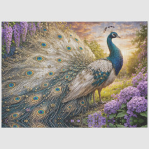 Pfau auf dem Berg bei Tagesanbruch Seidenpapier