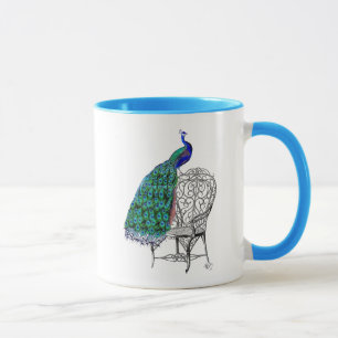 Pfau auf dem Vorsitz Tasse