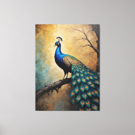 Pfau auf einem Ast malen Leinwanddruck