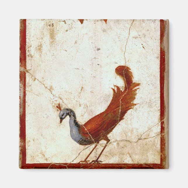 Pfau auf Fresco Antikes antikes Gemälde Magnet (Vorne)