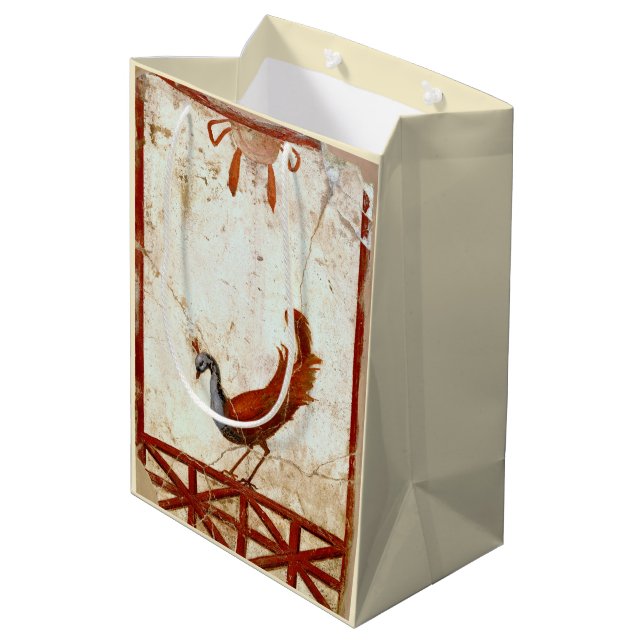 Pfau auf Fresco Antikes antikes Gemälde Mittlere Geschenktüte (Rückseite Schrägansicht)