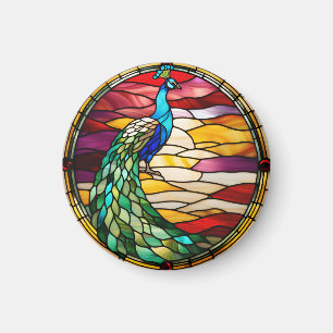 Pfau auf Rosa Magnet