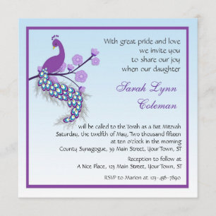 Pfau Bat Mitzvah Einladung