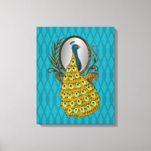 Pfau bewundert seine Reflektionskanvas Print Leinwanddruck