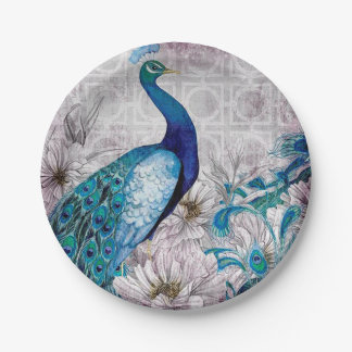 Pfau-Blau-Garten-Pappteller Pappteller