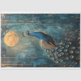 Pfau, blau, grün & gold, Mondschein, Jugendstil Seidenpapier