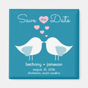 Pfau-Blau-Liebe-Vogel-Save the Date Magnet
