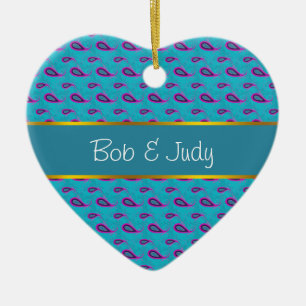 Pfau-Blau Paisley Keramik Ornament