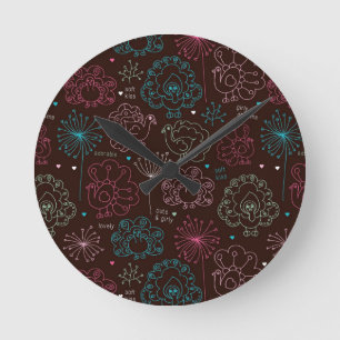 Pfau Blume Indica Wallpaper Vintag Runde Wanduhr