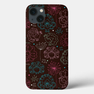 Pfau-Blumen-Indien-Tapete Vintag iPhone 13 Hülle