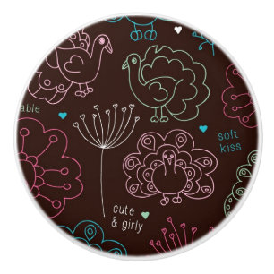 Pfau-Blumen-Indien-Tapete Vintag Keramikknauf