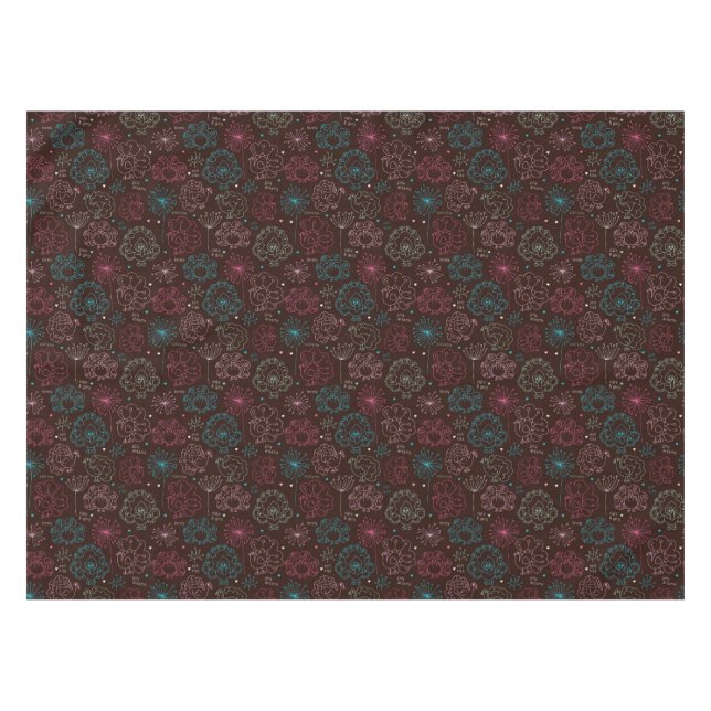 Pfau-Blumen-Indien-Tapete Vintag Tischdecke (Vorderseite (Horizontal))