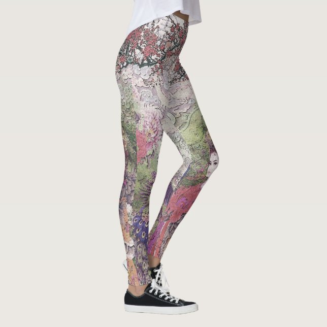 Pfau-Blüte u. Lotus-Braut Leggings (Rechts)