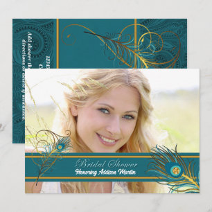 Pfau Brautparty Bridge to Be Foto Einladung