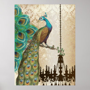 Pfau Brüllende 20er Hochzeitsposter Poster