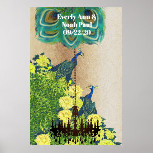 Pfau Brüllende Zwanziger Hochzeitsposter Poster