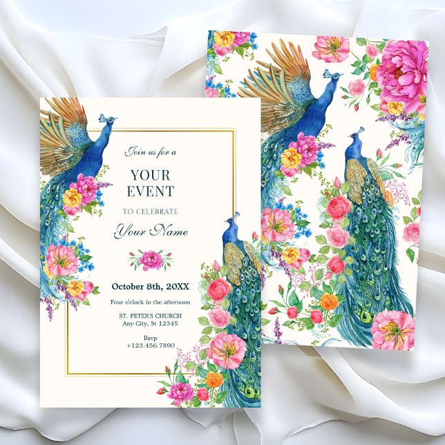 Pfau der künstlerischen Blume Einladung (Von Creator hochgeladen)