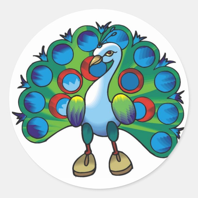 Pfau der Sticker-Pfau Runder Aufkleber (Vorderseite)