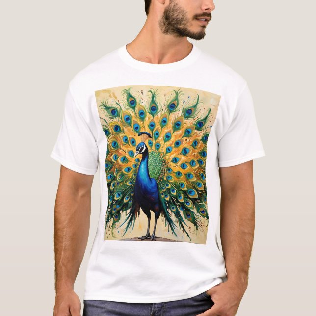 Pfau der versteckten Geschichten - Indisch Folk Ar T-Shirt (Vorderseite)