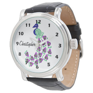 Pfau-Design personalisiert Armbanduhr