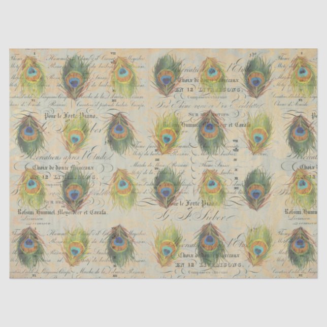Pfau-Eintagsfliegen Complimentry Decoupage Papier (Vorderseite)