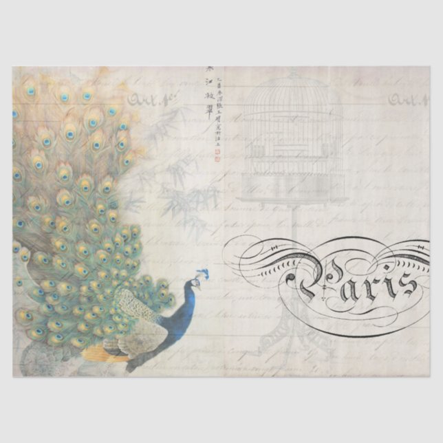 Pfau-Eintagsfliegen Decoupage Papierhorizontales Seidenpapier (Vorderseite)