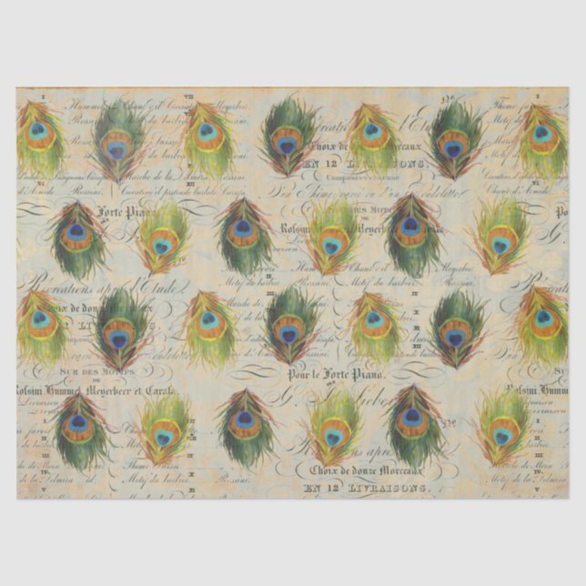 Pfau-Eintagsfliegen höfliches Decoupage Papier (Vorderseite)