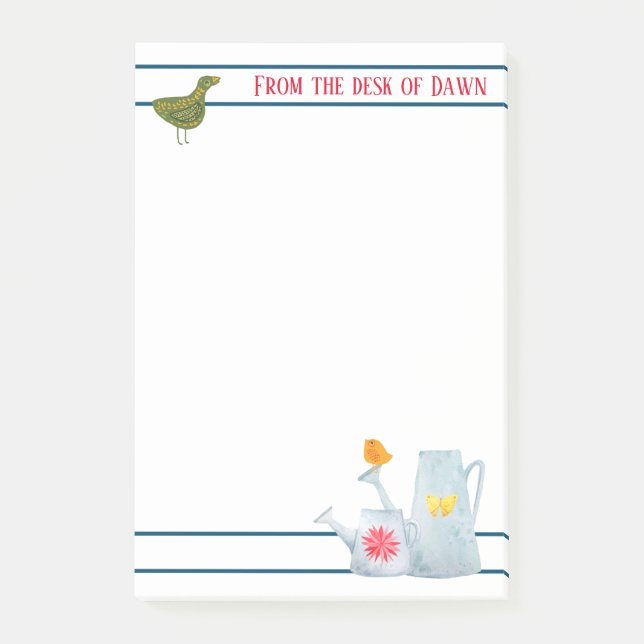 Pfau, Ente und Küken Post-it Klebezettel (Vorderseite)