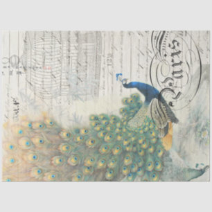 Pfau-Ephemera-Dekoupage Seidenpapier