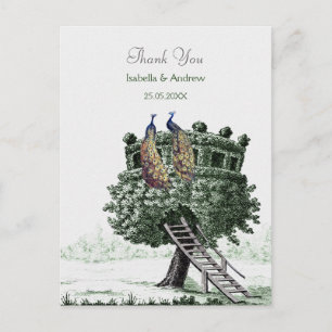 Pfau Fantasie Baum Dankeskarte Postkarte