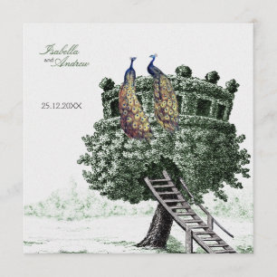 Pfau-Fantasie - Hochzeit Einladung