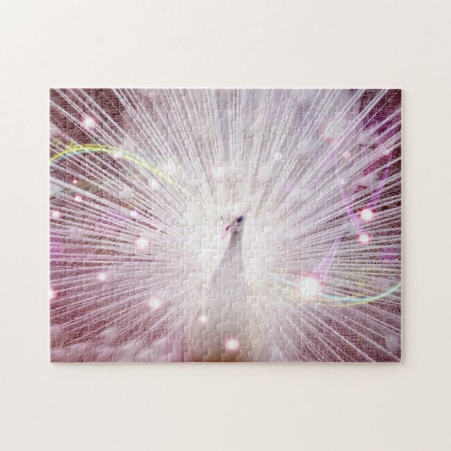 Pfau-Fantasie im Rosa Puzzle (Horizontal)