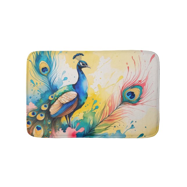 Pfau farbenfrohes Design  Badematte (Vorderseite)
