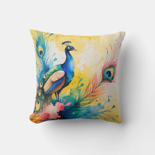 Pfau farbenfrohes Design Kissen