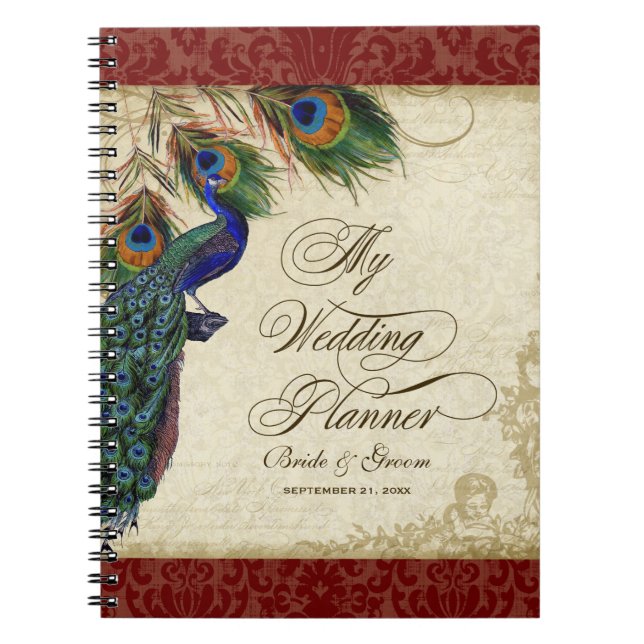 Pfau & Feather Formal Wedding Planner Journal Notizblock (Vorderseite)