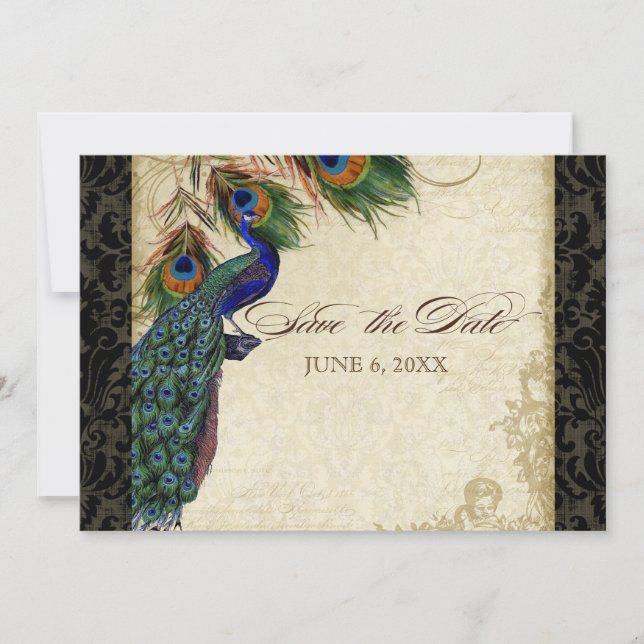 Pfau & Feathers Formal Save the Date Black Tan (Vorderseite)
