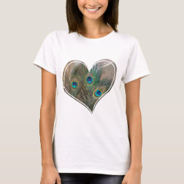Pfau-Feder-Doppelt-Herz T-Shirt