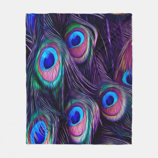 Pfau-Feder Fleecedecke