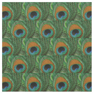 Pfau-Feder-Gewebe - grüne aquamarine blaue Marine Stoff