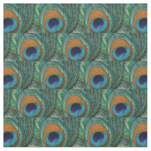 Pfau-Feder-Gewebe - TAN, Aqua, Blau, grün Stoff