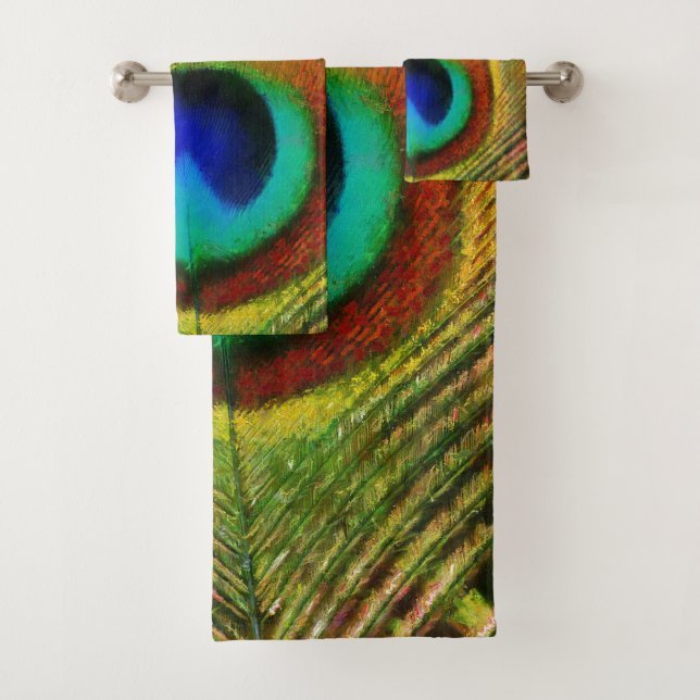 Pfau-Feder-Kunst Badhandtuch Set (Insitu)