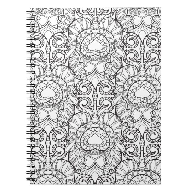 Pfau-Feder-Muster-Gekritzel Notizblock (Vorderseite)