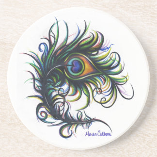 Pfau-Feder-Untersetzer Sandstein Untersetzer