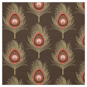 Pfau-Federn, beige auf dunklem schokoladenbraunem Stoff