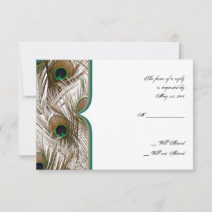 Pfau-Federn mit doppelter Rahmen-Wartekarte RSVP Karte