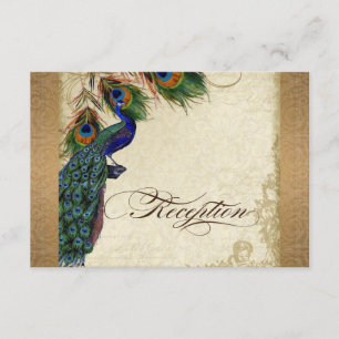 Pfau & Federn Vintage Gold-Damask Wirbelmuster Begleitkarte