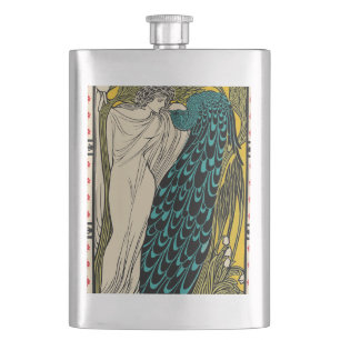 Pfau Fine Art Vogel Nouveau Flachmann