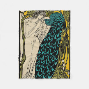 Pfau Fine Art Vogel Nouveau Fleecedecke