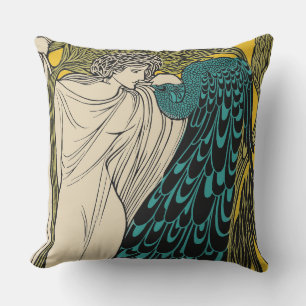 Pfau Fine Art Vogel Nouveau Kissen
