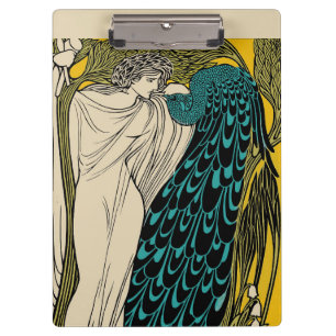 Pfau Fine Art Vogel Nouveau Klemmbrett